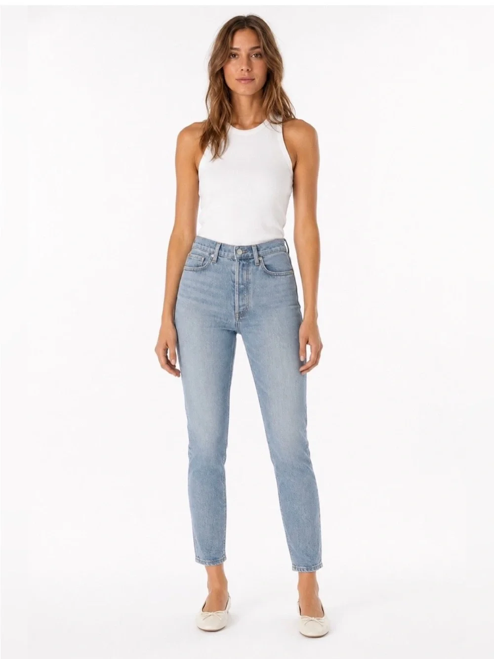 AGOLDE Nico, High-Rise Light Blue Straight Leg Jeans - Women's